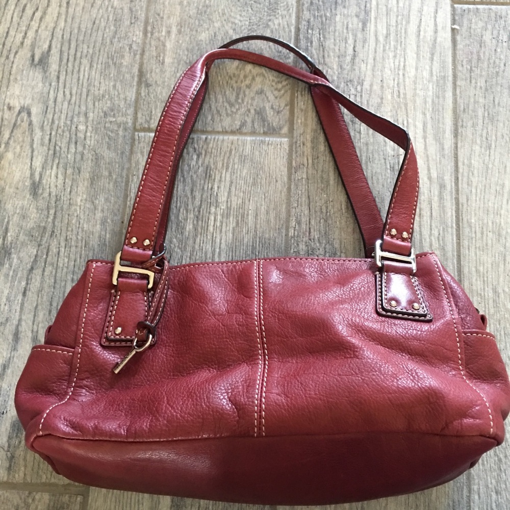 Leather FOSSIL handbag purse. RED